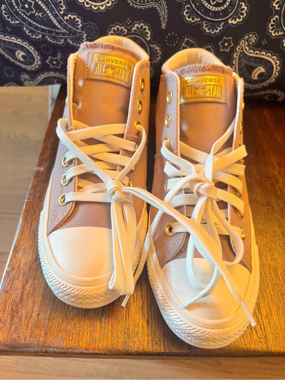 Converse High Top Sneakers - Tan and White